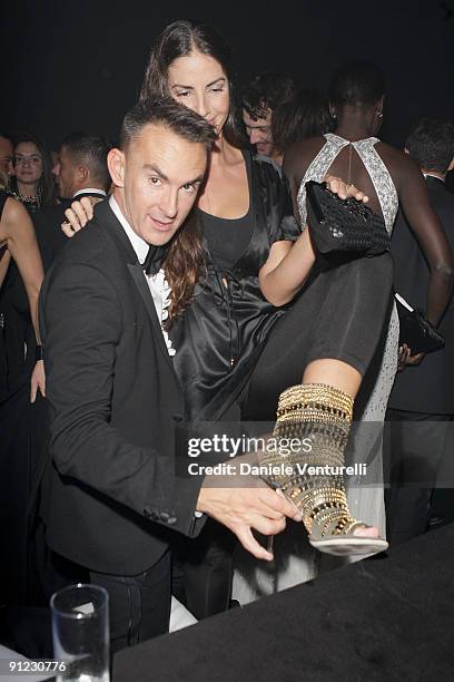 Neil Barrett and Benedetta Mazzini attend amfAR Milano 2009 After Party, the Inaugural Milan Fashion Week event at La Permanente on September 28,...