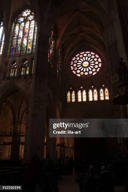 catedral de león al mediodía. camino de santiago. españa - fornix fotografías e imágenes de stock