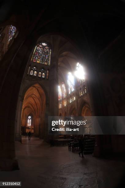 catedral de león al mediodía. camino de santiago. españa - fornix fotografías e imágenes de stock