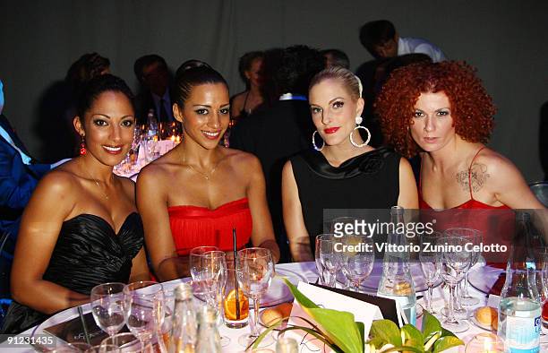 Jessica Wahls, Nadja Benaissa, Sandy Moelling and Lucy Diakovska of No Angels attend amfAR Milano 2009 Dinner, the Inaugural Milan Fashion Week event...