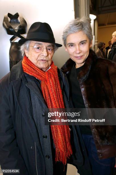 Artist Adonis and Elisabeth Quin attend the "Azzedine Alaia : Je Suis Couturier" Exhibition as part of Paris Fashion Week. Held at "Azzedine Alaia...