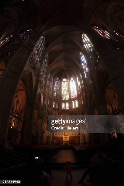 leon cathedral am mittag. camino de santiago. spanien - fornix stock-fotos und bilder