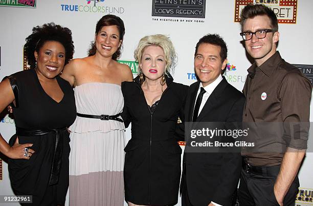 Melinda Doolittle, Stephanie J. Block, Cyndi Lauper, Michael Feinstein and Gavin Creel attend the True Colors Cabaret at Feinstein's on September 28,...