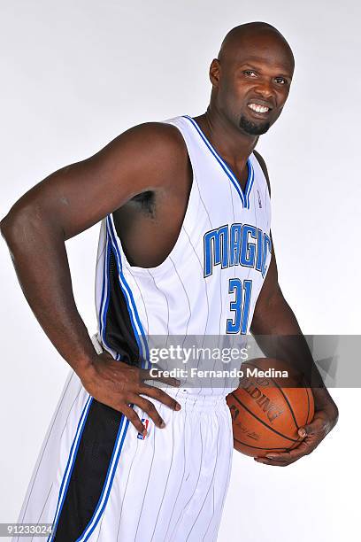 Orlando Magic center Adonal Foyle poses for a portrait during 2009 NBA Media Day on September 25, 2009 at the RDV Sportsplex in Maitland, Florida....