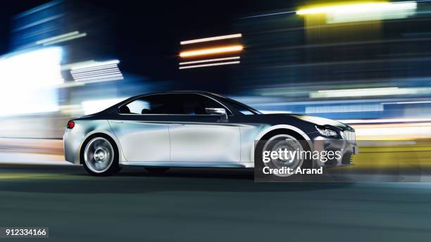 car driving on urban road - car sedan stock pictures, royalty-free photos & images