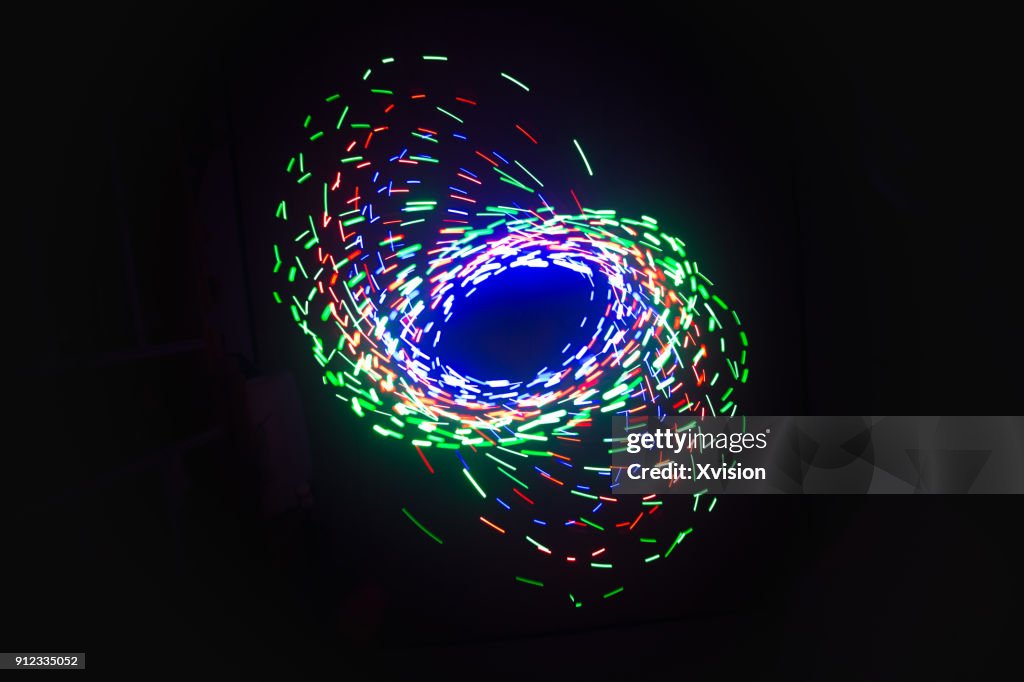 Three color spiral image light painting