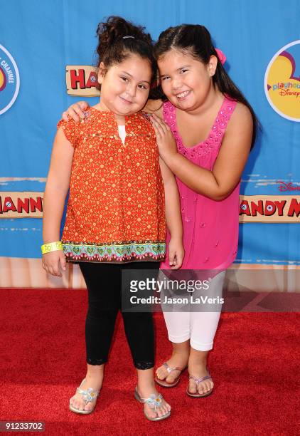 Actresses Daniella Baltodano and Madison De La Garza attend the premiere of "Handy Manny Motorcycle Adventure" at ArcLight Cinemas on September 26,...