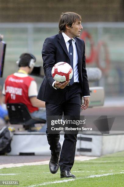 Antonio Conte trainer of Atalanta BC during the Serie A match between Chievo Verona and Atalanta BC at Stadio Marc'Antonio Bentegodi on September 27,...