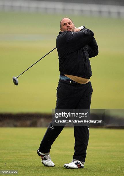 Sir Steve Redgrave of Great Britain during the second practice round of The Alfred Dunhill Links Championship at The Old Course on September 29, 2009...