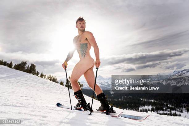 Olympic freestyle skier Gus Kenworthy poses nude for ESPN - The Magazine Body Issue on May 14, 2017 in Mammoth Lakes, California.
