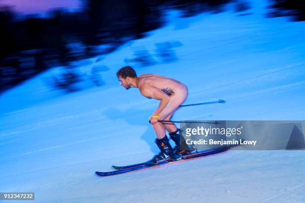 Olympic freestyle skier Gus Kenworthy poses nude for ESPN - The Magazine Body Issue on May 14, 2017 in Mammoth Lakes, California.