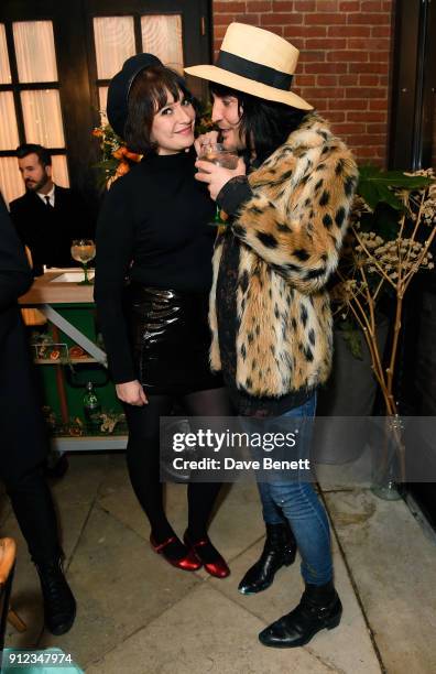 Gizzi Erskine and Noel Fielding attend the launch of The Tanqueray No. TEN Table at Dalloway Terrace hosted by Gizzi Erskine on January 30, 2018 in...