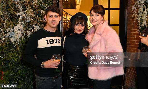 Matt Richardson, Gizzi Erskine and Martine Lervik attend the launch of The Tanqueray No. TEN Table at Dalloway Terrace hosted by Gizzi Erskine on...