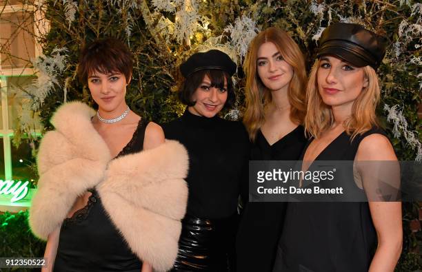 Eliza Cummings, Gizzi Erskine, Eve Delf and Sophie Ball attend the launch of The Tanqueray No. TEN Table at Dalloway Terrace hosted by Gizzi Erskine...