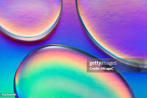 colorful waterdrops macrophotography - three objects stock pictures, royalty-free photos & images