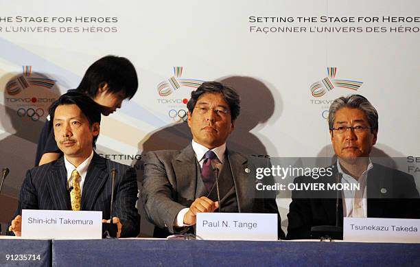 Japanese Professor and author of Tokyo 2016 forward-looking vision Shin-ichi Takemura, Japanese architect Paul N. Tange and Vice-President of Tokyo...