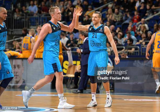 Luke Sikma and Spencer Butterfield of Alba Berlin during the game between Alba Berlin and Herbalife Gran Canaria on January 30, 2018 in Berlin,...