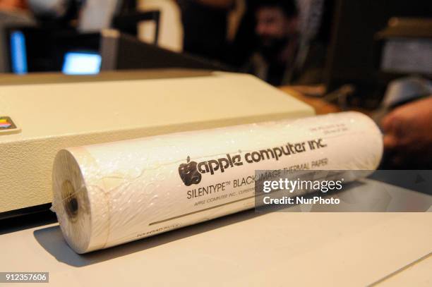 Apple printing paper is seen in Warsaw, Poland during the Retroapple 0.2 meetup on January 28, 2018.