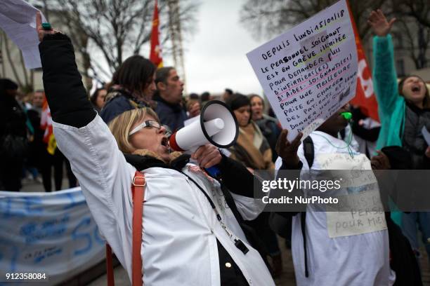 More than 1000 nurses took to the streets of Toulouse, they denounce the lack of resources to take care of elders in Ehpads . Nurses shout slogans...