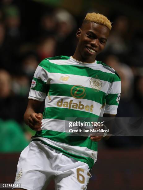 Charly Musonda of Celtic is seen during the Scottish Premier League match between Celtic and Heart of Midlothian at Celtic Park on January 30, 2018...