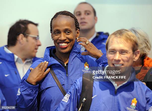 Gold medallist in athletics Jackie Joyner-Kersee arrives in Copenhagen with other supporters of the Chicago 2016 Olympic bid on September 29, 2009....
