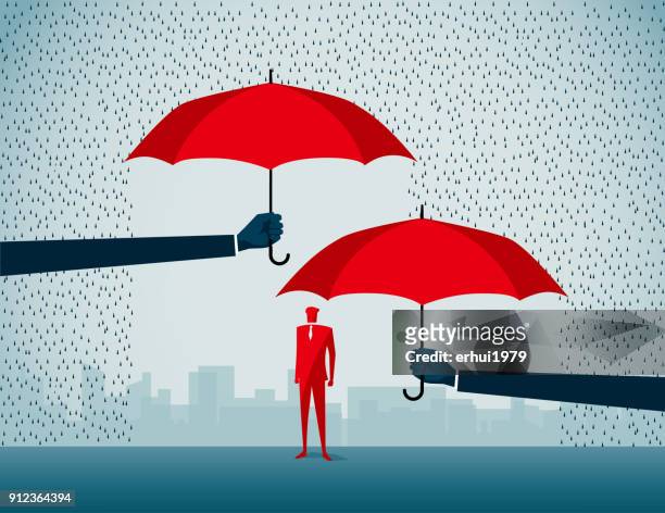 protection - holding umbrella stock illustrations