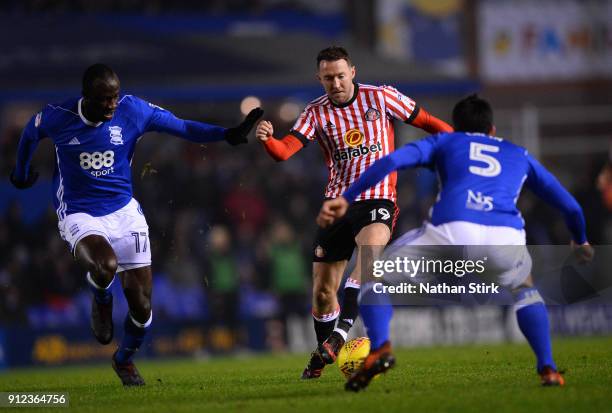 Aiden McGeady of Sunderland in action during the Sky Bet Championship match between Birmingham City and Sunderland at St Andrews on January 30, 2018...