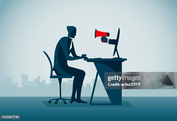 message - hands typing on computer stock illustrations