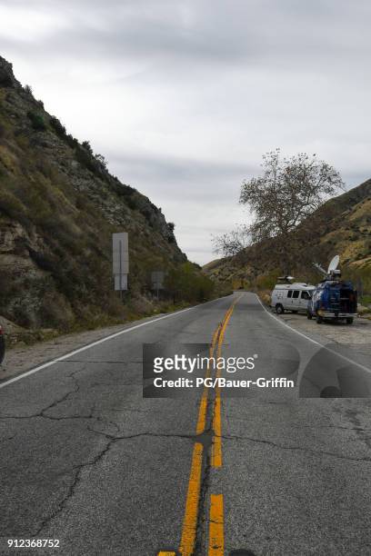 General view of Big Tujunga Canyon where "Glee" star Mark Salling was found dead of apparent suicide on January 30, 2018 in Los Angeles, California.