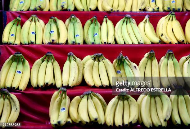 Bananas are on display at the "Central de Abasto" wholesale market in Mexico City on January 30, 2018. Until the first half of January, consumer...