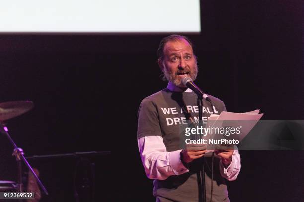 Fisher Stevens speaks at &quot;The People's State Of The Union&quot; at The Town Hall theater in New York City, NY, on Monday, January 29, 2018.
