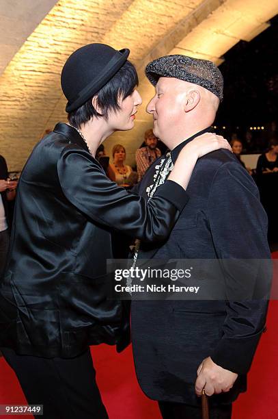 Stephen Jones and Erin O'Connor attend Nick Knight's ShowStudio Opening Party as part of London Fashion Week Spring/Summer 2010 on September 21, 2009...