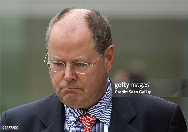 German Finance Minister and member of the German Social Democrats Peer Steinbrueck takes a break during the first meeting of the SPD's Bundestag...