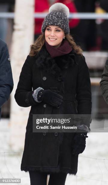 Catherine, Duchess of Cambridge attends a Bandy hockey match with Prince William, Duke of Cambridge, where they will learn more about the popularity...