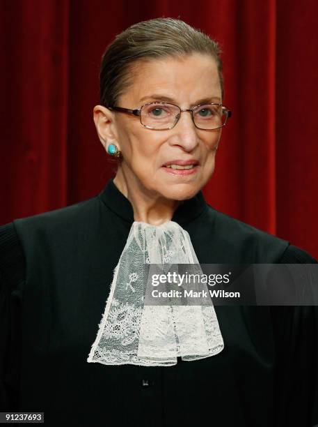 Associate Justice Ruth Bader Ginsburg poses during a group photograph at the Supreme Court building on September 29, 2009 in Washington, DC. The high...