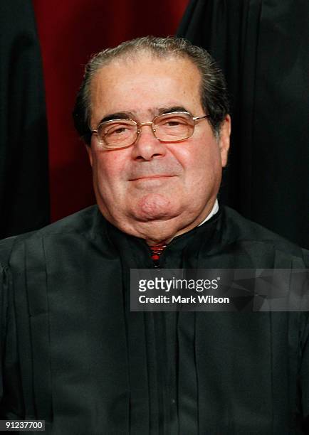 Associate Justice Antonin Scalia poses during a group photograph at the Supreme Court building on September 29, 2009 in Washington, DC. The high...