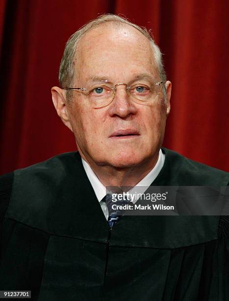 Associate Justice Anthony M. Kennedy poses during a group photograph at the Supreme Court building on September 29, 2009 in Washington, DC. The high...