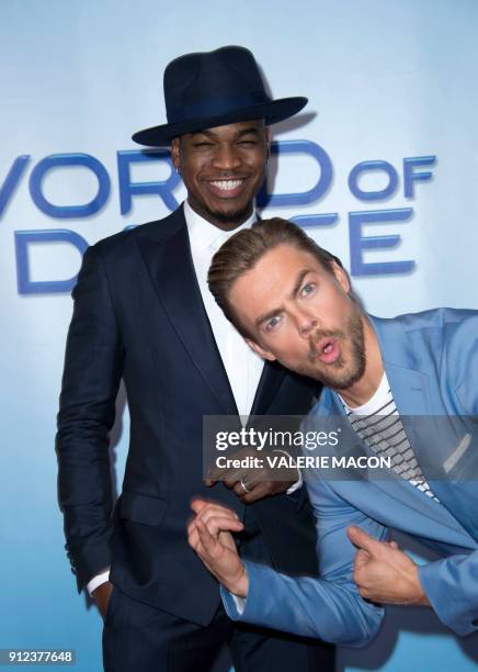 Singer and judge Ne-Yo and professional dancer and judge Derek Hough attend the NBC Universal "World of Dance" Red Carpet event, on January 30 in...