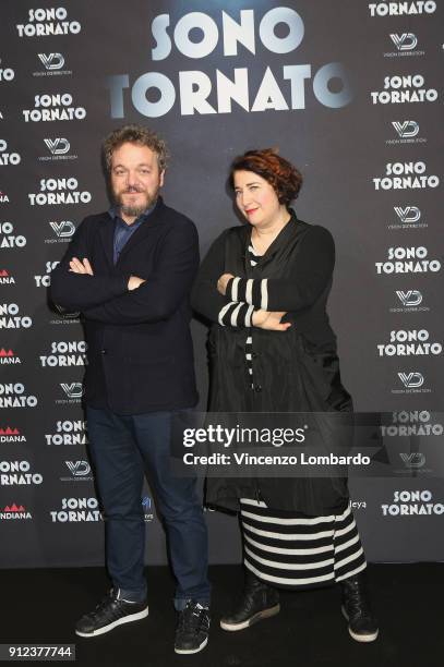 Corrado Nuzzo and Maria Di Biase attend 'Sono Tornato' photocall on January 30, 2018 in Milan, Italy.