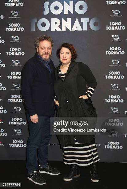 Corrado Nuzzo and Maria Di Biase attend 'Sono Tornato' photocall on January 30, 2018 in Milan, Italy.