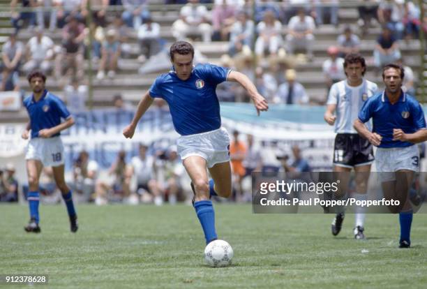 Giuseppe Bergomi in action for Italy during the FIFA World Cup match between Italy and Argentina at the Estadio Cuauhtemoc in Puebla, 5th June 1986....