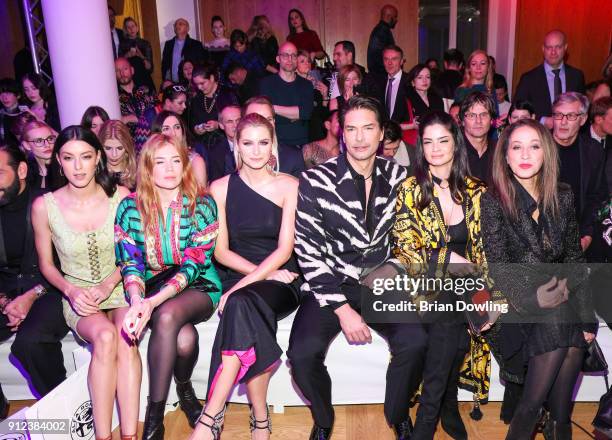 Rebecca Mir, Palina Rojinski, Lena Gercke, Marcus Schenkenberg, Shermine Shahrivar, and Pat Cleveland during the Gianni Versace Retrospective opening...