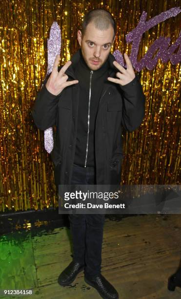 Mike Skinner attends the ALEXACHUNG Fantastic collection party on January 30, 2018 in London, England.