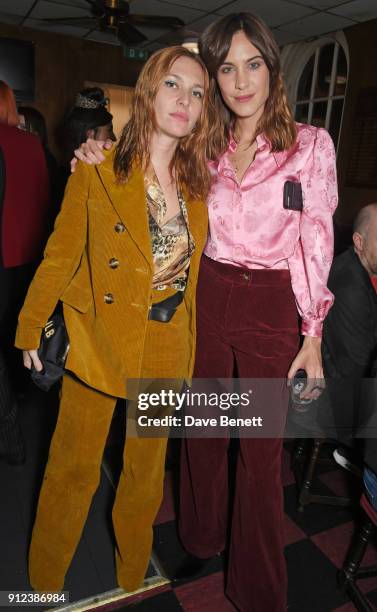 Jospehine de la Baume and Alexa Chung attend the ALEXACHUNG Fantastic collection party on January 30, 2018 in London, England.