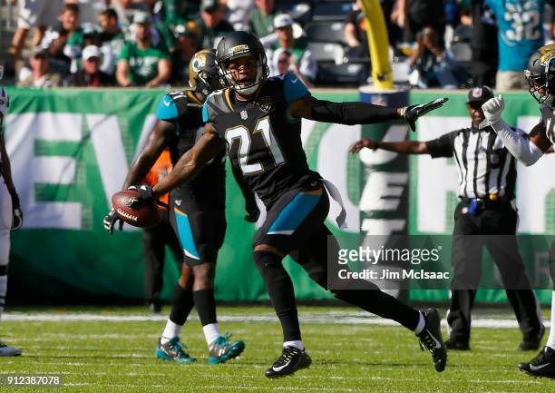 Bouye of the Jacksonville Jaguars in action against the New York Jets on October 1, 2017 at MetLife Stadium in East Rutherford, New Jersey. The Jets...