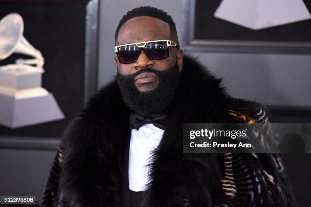 Rick Ross attends the 60th Annual GRAMMY Awards - Arrivals at Madison Square Garden on January 28, 2018 in New York City.