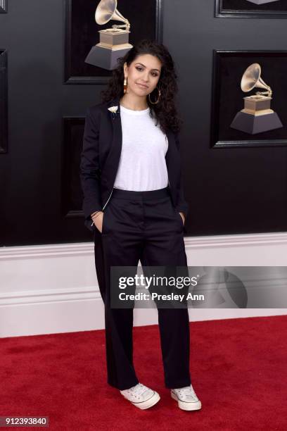 Alessia Cara attends the 60th Annual GRAMMY Awards - Arrivals at Madison Square Garden on January 28, 2018 in New York City.