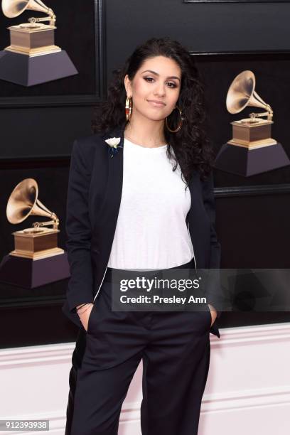 Alessia Cara attends the 60th Annual GRAMMY Awards - Arrivals at Madison Square Garden on January 28, 2018 in New York City.