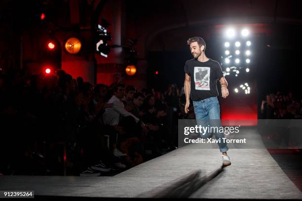 Pablo Erroz runs the runway at the Pablo Erroz show during the Barcelona 080 Fashion Week on January 30, 2018 in Barcelona, Spain.