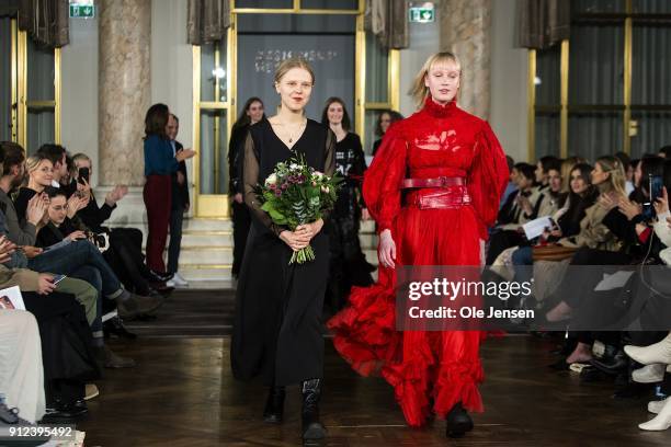 Designer Linda Kokkonen from Finland receives third prize at Designers' Nest award show during Copenhagen Fashion Week Autumn/Winter 2016 on Janury...